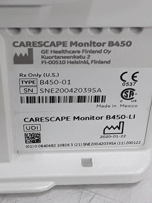 GE Healthcare Carescape B450 Critical Care Patient Monitor