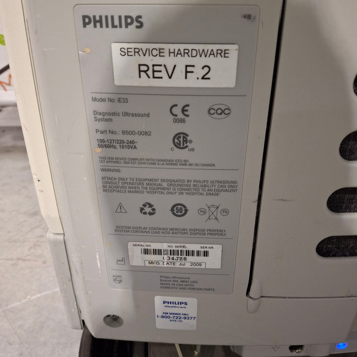 Philips IE33 F-G Cart Ultrasound