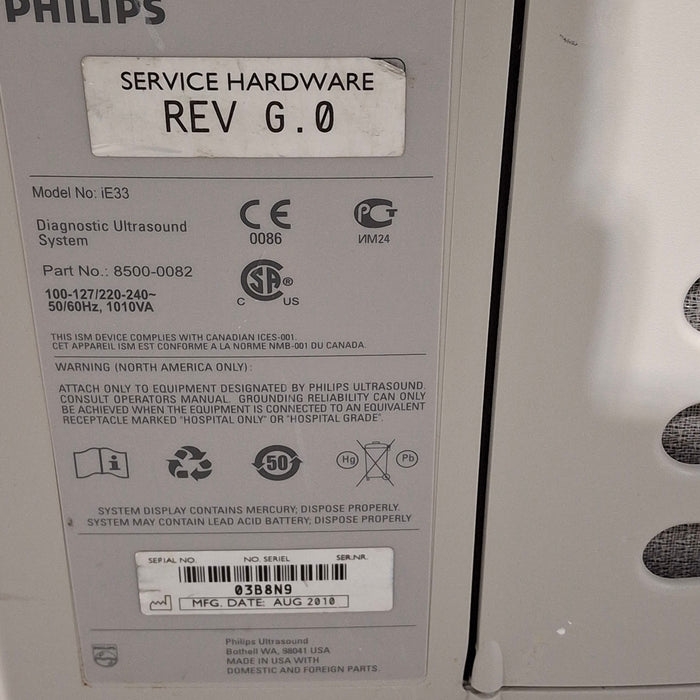 Philips IE33 F-G Cart Ultrasound