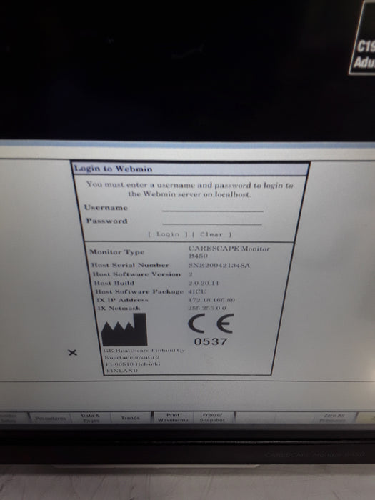 GE Healthcare Carescape B450 Critical Care Patient Monitor