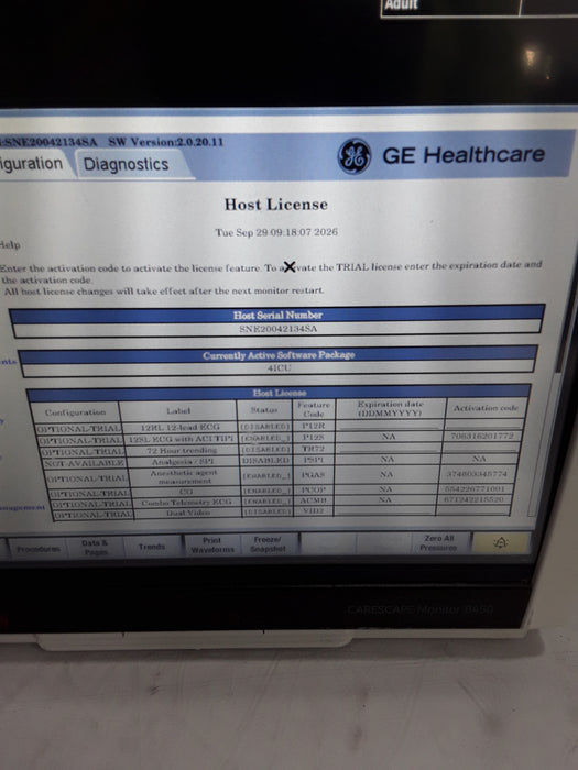 GE Healthcare Carescape B450 Critical Care Patient Monitor