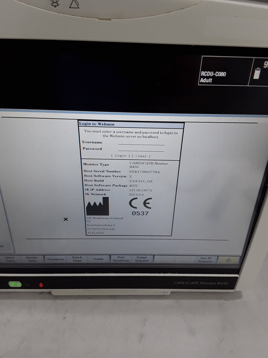 GE Healthcare Carescape B450 Critical Care Patient Monitor