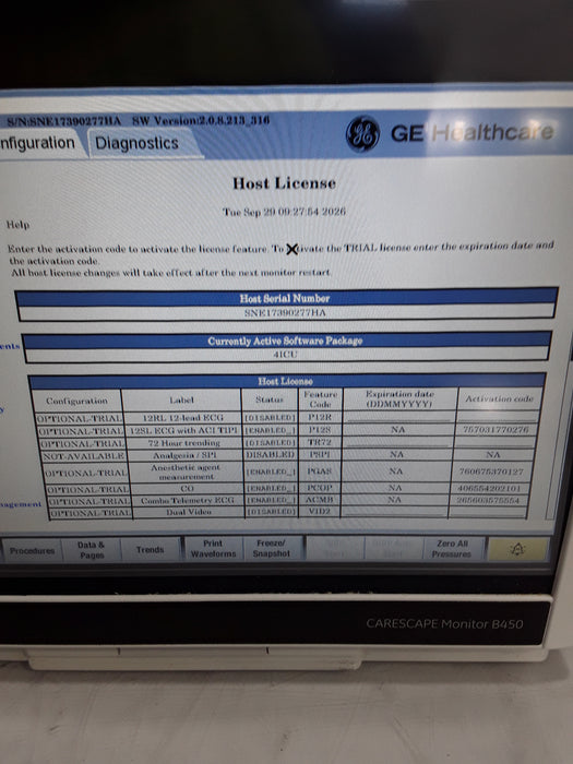 GE Healthcare Carescape B450 Critical Care Patient Monitor