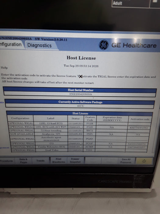 GE Healthcare Carescape B450 Critical Care Patient Monitor