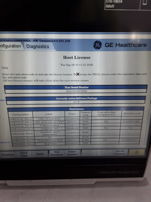 GE Healthcare Carescape B450 Critical Care Patient Monitor