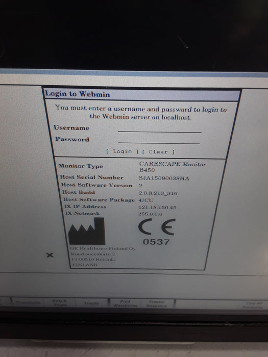 GE Healthcare Carescape B450 Critical Care Patient Monitor