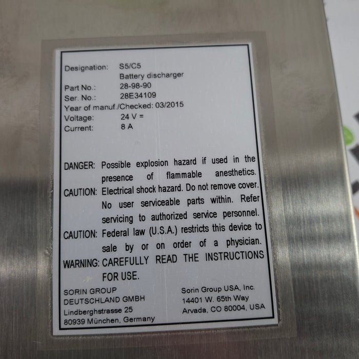 Sorin Group USA, Inc. S5/C5 Battery Discharger