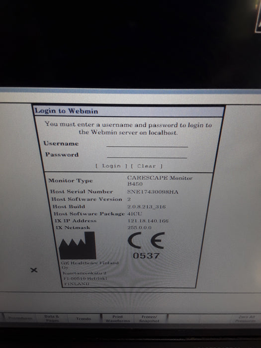 GE Healthcare Carescape B450 Critical Care Patient Monitor