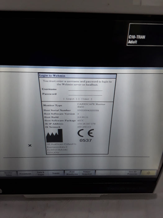 GE Healthcare Carescape B450 Critical Care Patient Monitor