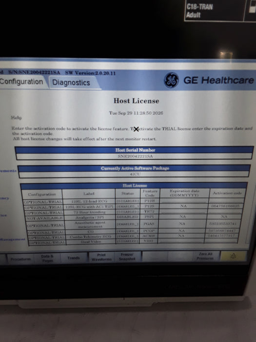 GE Healthcare Carescape B450 Critical Care Patient Monitor