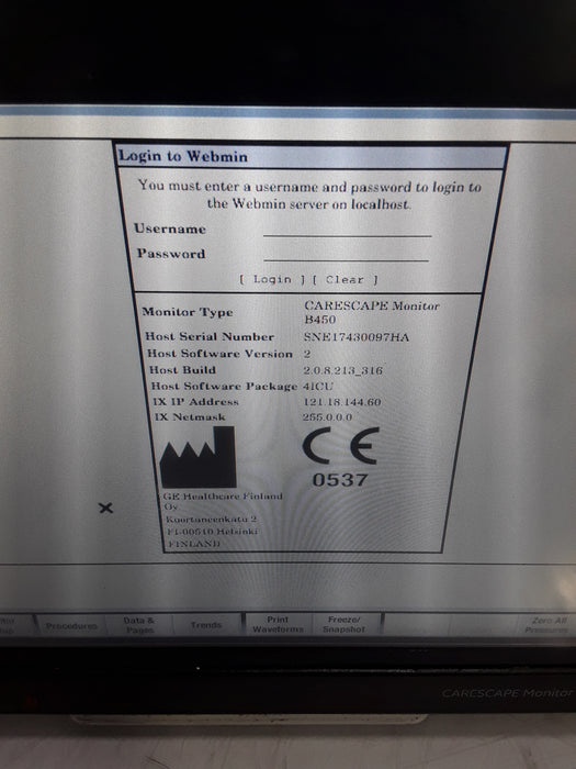 GE Healthcare Carescape B450 Critical Care Patient Monitor