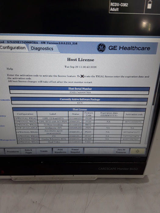 GE Healthcare Carescape B450 Critical Care Patient Monitor