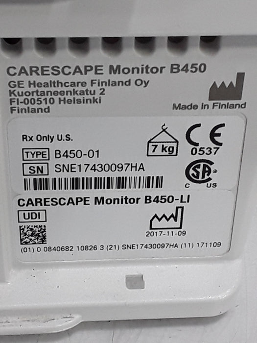 GE Healthcare Carescape B450 Critical Care Patient Monitor
