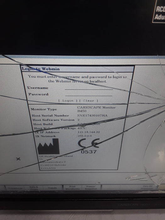 GE Healthcare Carescape B450 Critical Care Patient Monitor