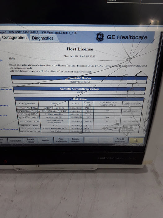 GE Healthcare Carescape B450 Critical Care Patient Monitor