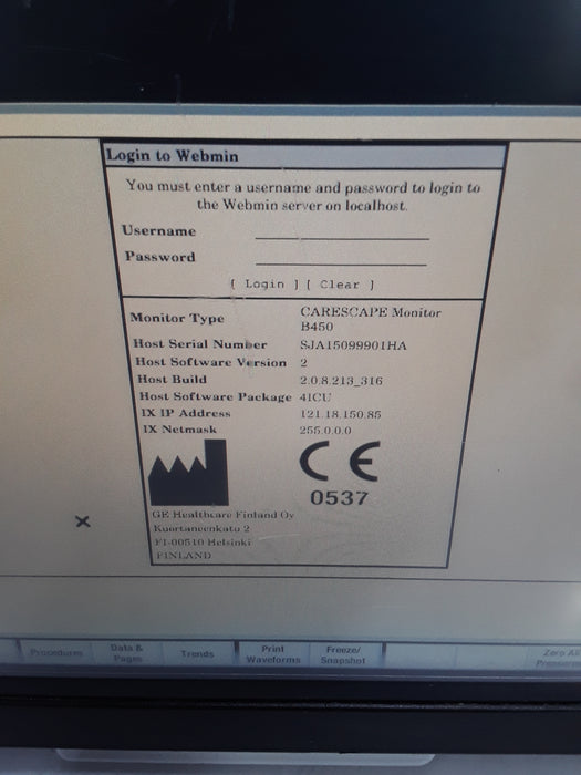 GE Healthcare Carescape B450 Critical Care Patient Monitor