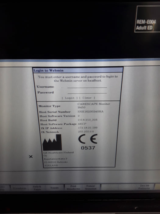 GE Healthcare Carescape B450 Emergency Care Patient Monitor