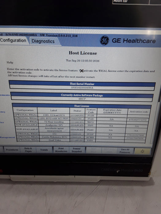 GE Healthcare Carescape B450 Emergency Care Patient Monitor