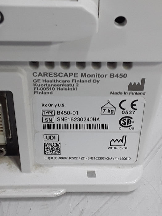 GE Healthcare Carescape B450 Emergency Care Patient Monitor
