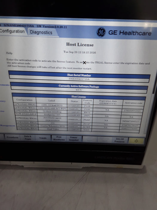 GE Healthcare Carescape B450 Critical Care Patient Monitor