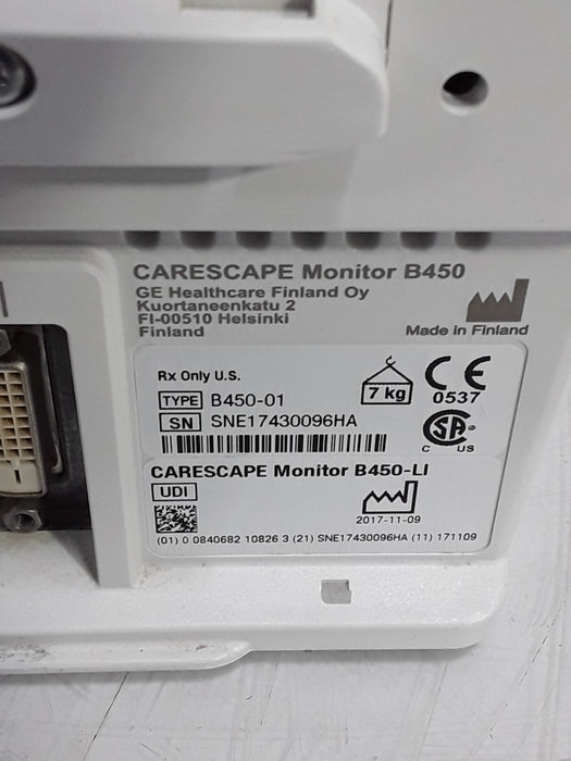 GE Healthcare Carescape B450 Critical Care Patient Monitor