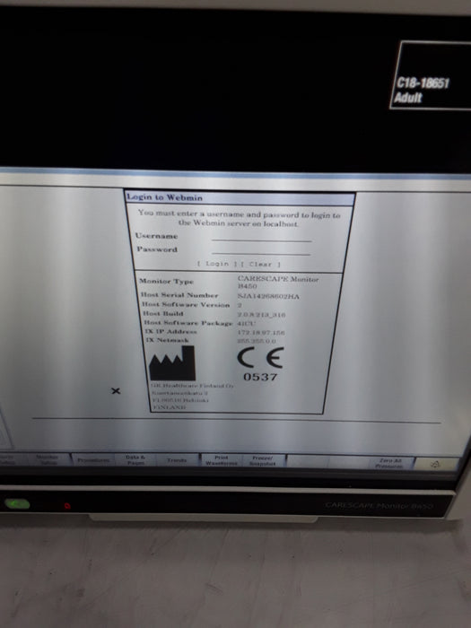 GE Healthcare Carescape B450 Critical Care Patient Monitor