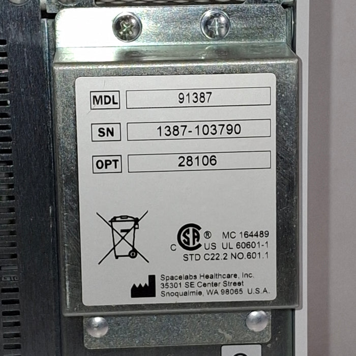 Spacelabs Healthcare Ultraview SL 91387 Patient Monitor