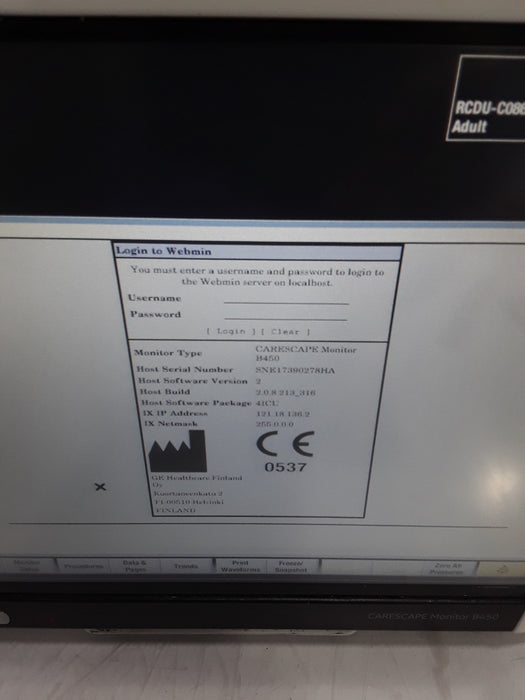 GE Healthcare Carescape B450 Critical Care Patient Monitor
