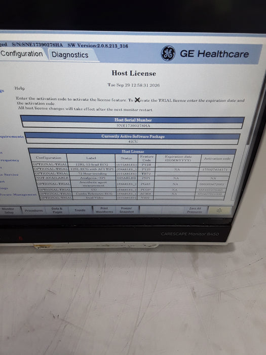 GE Healthcare Carescape B450 Critical Care Patient Monitor