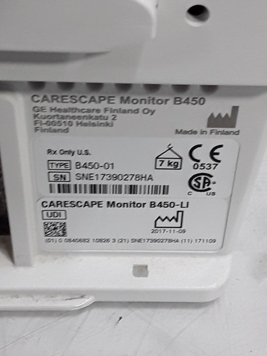 GE Healthcare Carescape B450 Critical Care Patient Monitor