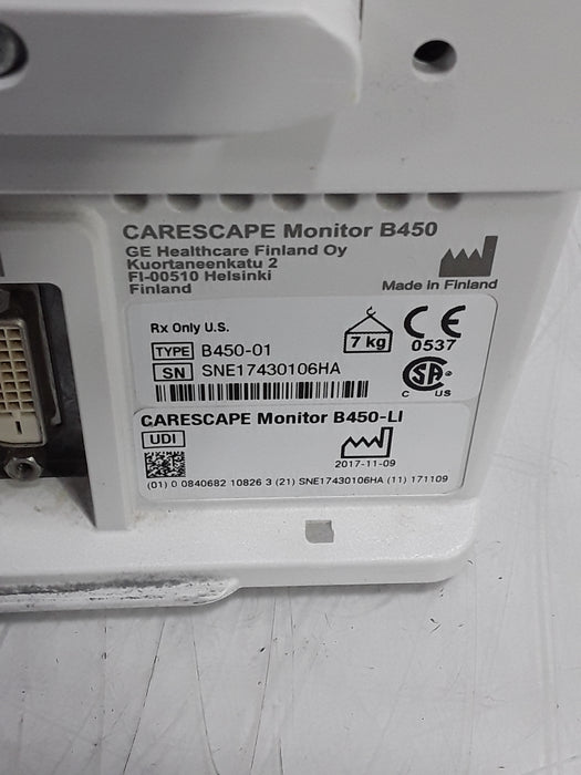 GE Healthcare Carescape B450 Critical Care Patient Monitor