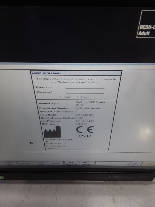 GE Healthcare Carescape B450 Critical Care Patient Monitor