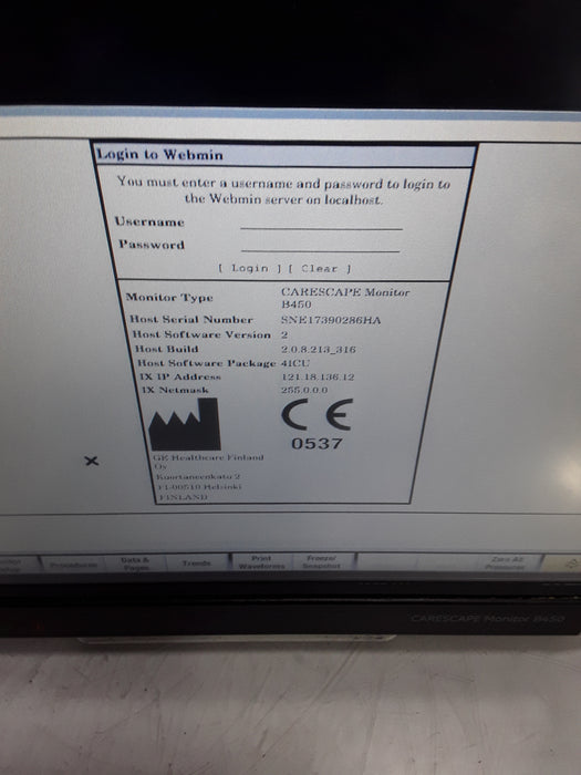 GE Healthcare Carescape B450 Critical Care Patient Monitor