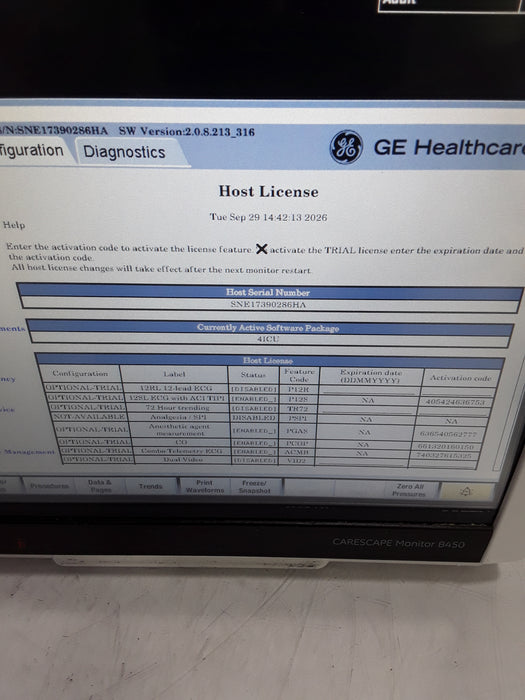 GE Healthcare Carescape B450 Critical Care Patient Monitor