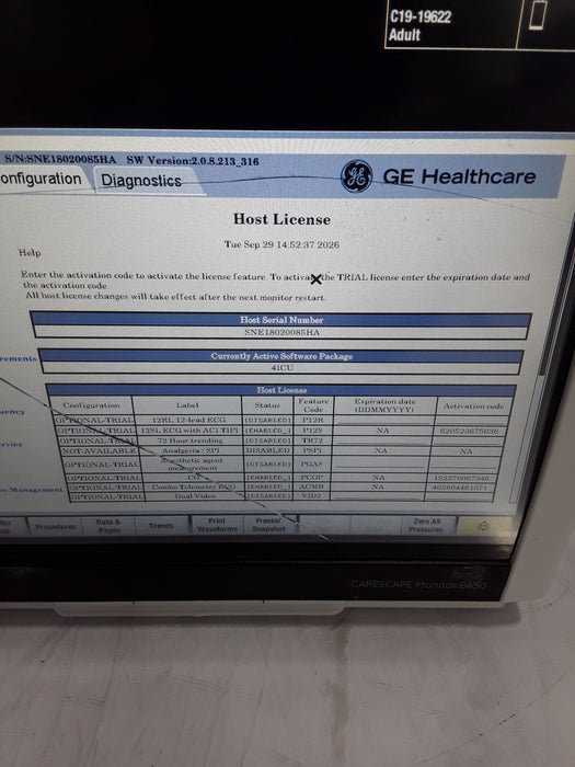 GE Healthcare Carescape B450 Critical Care Patient Monitor