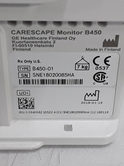 GE Healthcare Carescape B450 Critical Care Patient Monitor