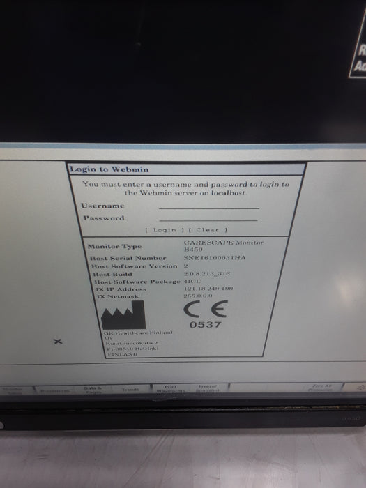 GE Healthcare Carescape B450 Critical Care Patient Monitor