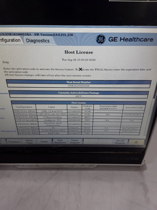GE Healthcare Carescape B450 Critical Care Patient Monitor