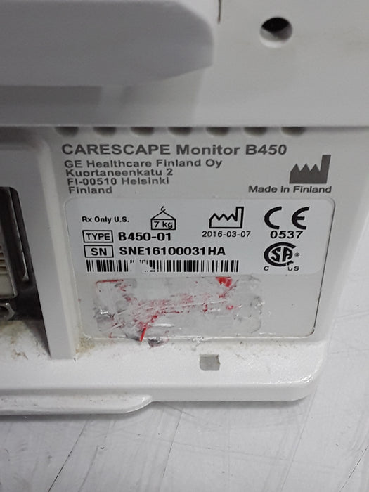 GE Healthcare Carescape B450 Critical Care Patient Monitor