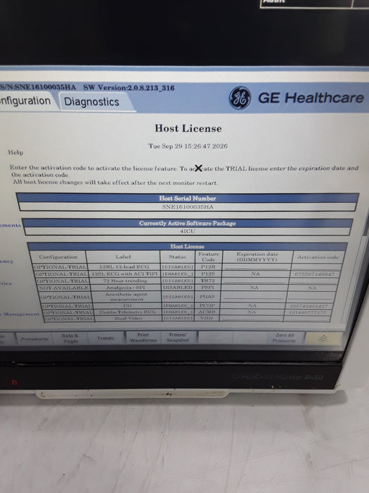 GE Healthcare Carescape B450 Critical Care Patient Monitor