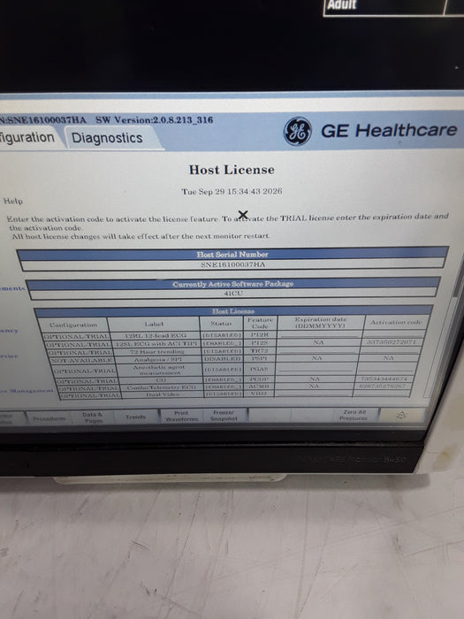GE Healthcare Carescape B450 Critical Care Patient Monitor