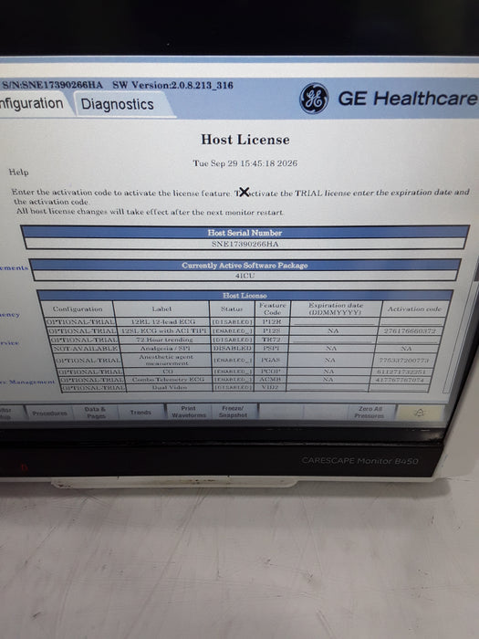 GE Healthcare Carescape B450 Critical Care Patient Monitor