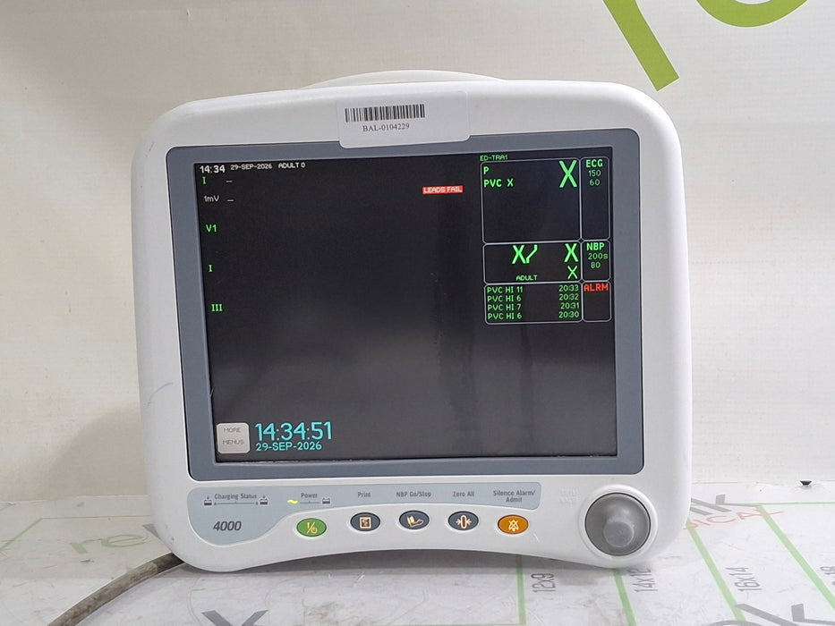 GE Healthcare Dash 4000 - Masimo SpO2 Patient Monitor
