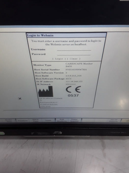 GE Healthcare Carescape B450 Critical Care Patient Monitor