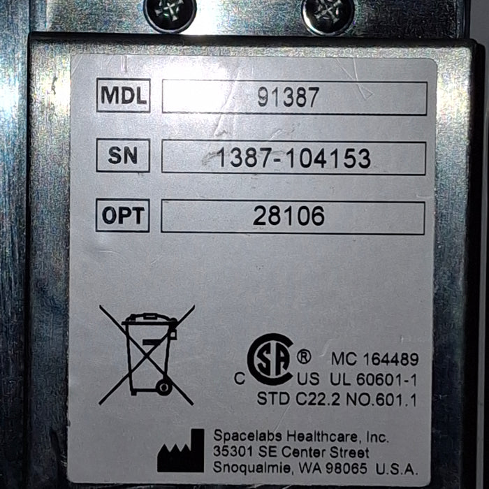 Spacelabs Healthcare Ultraview SL 91387 Patient Monitor