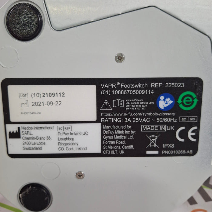 DePuy VAPR 3 225023 Foot Switch