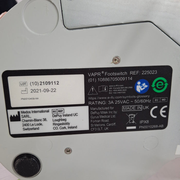 DePuy VAPR 3 225023 Foot Switch