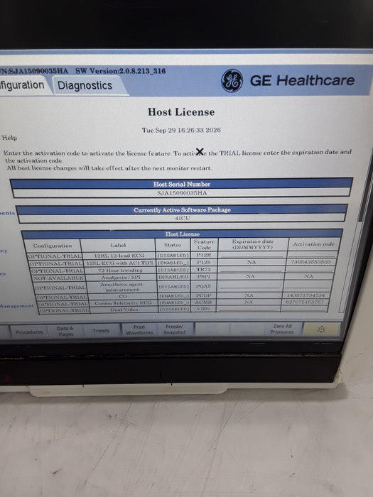GE Healthcare Carescape B450 Critical Care Patient Monitor