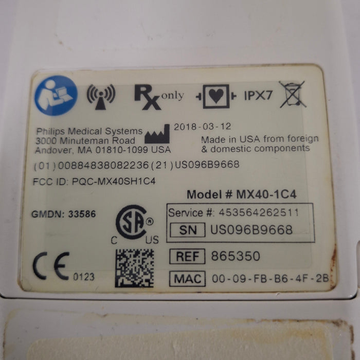 Philips MX40 1.4 ECG/SPO2 865350 Telemetry Transmitter