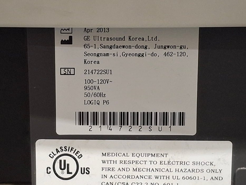 GE Healthcare Logiq P6 Ultrasound